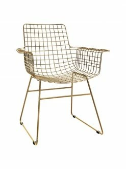 HKliving Chaise design métal doré Wire, larg. 72 x prof. 56 cm