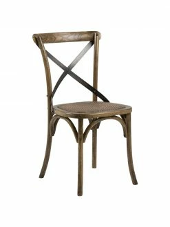 Chaise en bois avec assise en rotin Vintage, larg. 49 x prof. 55 cm