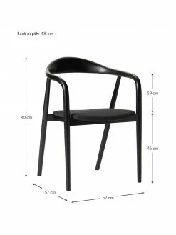 Westwing Collection Chaise en bois avec coussin d'assise Angelina, larg. 57 x haut. 80 cm -Salle à manger Soldes Chaise en bois avec coussin dassise Angelina 2