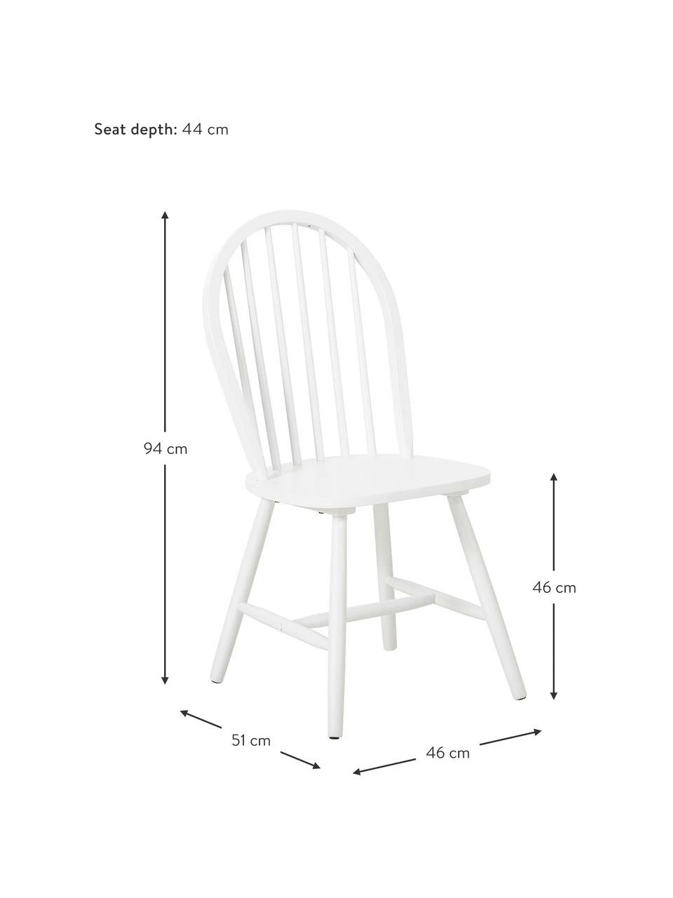 Westwing Collection Chaise en bois style Windsor Megan, 2 pièces, larg. 46 x prof. 51 cm 5 Westwing Collection Chaise en bois style Windsor Megan, 2 pièces, larg. 46 x prof. 51 cm – Image 3