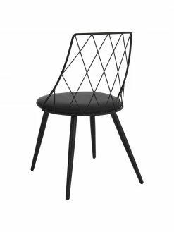 Chaise en cuir synthétique noir Addie, 2 pièces, larg. 49 x prof. 49 cm -Salle à manger Soldes Chaise en cuir synthetique noir Addie 2 pieces 5