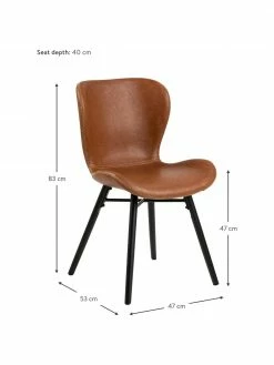 Chaise en cuir synth&eacute;tique rembourr&eacute;e Batilda, 2&nbsp;pi&egrave;ces, larg. 47 x prof. 53 cm -Salle à manger Soldes Chaise en cuir synthetique rembourree Batilda 2 pieces 2