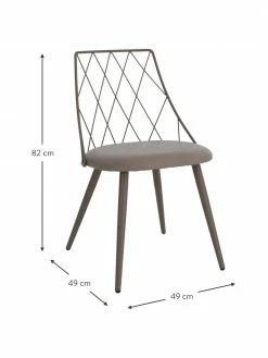 Chaise en cuir synthétique taupe Addie, 2 pièces, larg. 49 x prof. 49 cm -Salle à manger Soldes Chaise en cuir synthetique taupe Addie 2 pieces 2