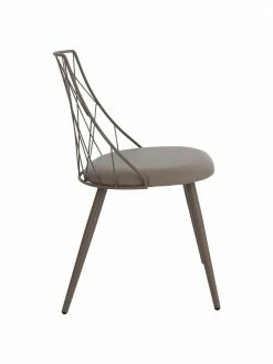 Chaise en cuir synthétique taupe Addie, 2 pièces, larg. 49 x prof. 49 cm -Salle à manger Soldes Chaise en cuir synthetique taupe Addie 2 pieces 5