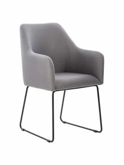 Westwing Collection Chaise grise à accoudoirs Isla, larg. 60 x prof. 62 cm