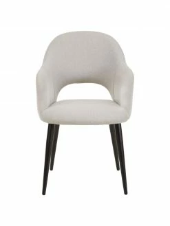 Westwing Collection Chaise grise à accoudoirs Rachel, larg. 52 x prof. 59 cm -Salle à manger Soldes Chaise grise a accoudoirs Rachel 2