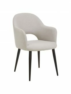 Westwing Collection Chaise grise à accoudoirs Rachel, larg. 52 x prof. 59 cm