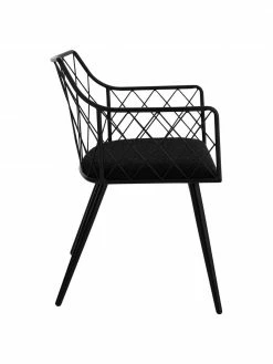 Chaise noire à accoudoirs avec coussin en bouclé Heidie, 2 pièces, larg. 53 x prof. 56 cm -Salle à manger Soldes Chaise noire a accoudoirs avec coussin en boucle Heidie 2 pieces 5