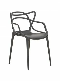 Kartell Chaise noire à accoudoirs design Masters, 2 pièces, larg. 57 x prof. 47 cm