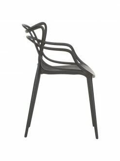 Kartell Chaise noire &agrave; accoudoirs design Masters, 2&nbsp;pi&egrave;ces, larg. 57 x prof. 47 cm -Salle à manger Soldes Chaise noire a accoudoirs design Masters 2 pieces 5