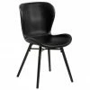 Chaise noire en cuir synthétique rembourrée Batilda, 2 pièces, larg. 47 x prof. 53 cm