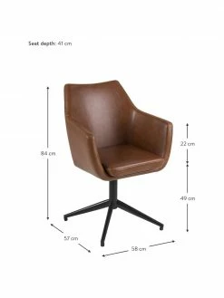 Chaise pivotante cuir synthétique Nora, larg. 58 x prof. 57 cm -Salle à manger Soldes Chaise pivotante cuir synthetique Nora 2