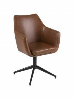 Chaise pivotante cuir synthétique Nora, larg. 58 x prof. 57 cm