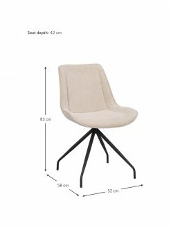 Rowico Chaise pivotante rembourr&eacute;e beige Rossport, 2&nbsp;pi&egrave;ces, larg. 52 x prof. 58 cm -Salle à manger Soldes Chaise pivotante rembourree beige Rossport 2 pieces 2