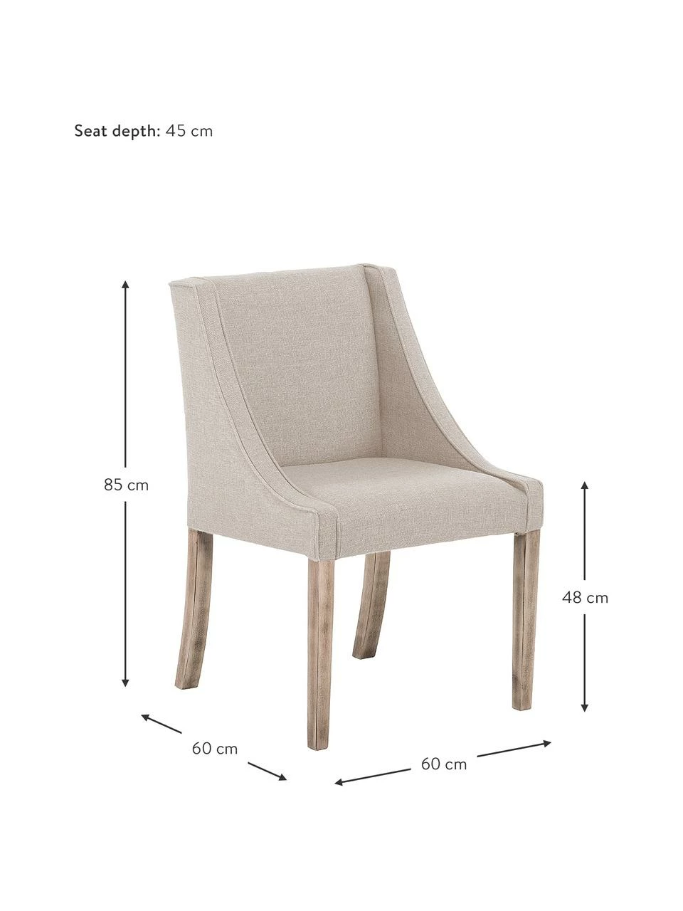 Westwing Collection Chaise rembourrée Savannah, larg. 60 x prof. 60 cm 5 Westwing Collection Chaise rembourrée Savannah, larg. 60 x prof. 60 cm – Image 3
