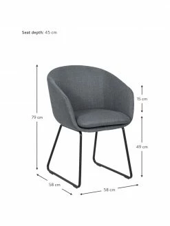 Westwing Collection Chaise rembourrée à accoudoirs Juri, larg. 55 x prof. 57 cm -Salle à manger Soldes Chaise rembourree a accoudoirs Juri 1