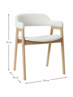 Westwing Collection Chaise rembourrée à accoudoirs Santiano, larg. 58 x prof. 58 cm -Salle à manger Soldes Chaise rembourree a accoudoirs Santiano 3