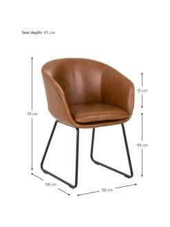 Westwing Collection Chaise rembourrée à accoudoirs en cuir synthétique Juri, larg. 55 x prof. 57 cm -Salle à manger Soldes Chaise rembourree a accoudoirs en cuir synthetique Juri 3