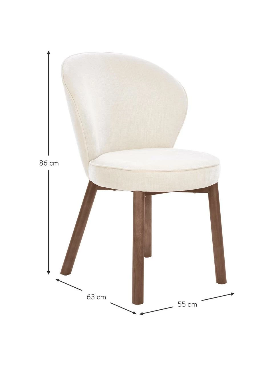 Westwing Collection Chaise rembourrée blanc crème Serena, larg. 55 x prof. 63 cm 5 Westwing Collection Chaise rembourrée blanc crème Serena, larg. 55 x prof. 63 cm – Image 3