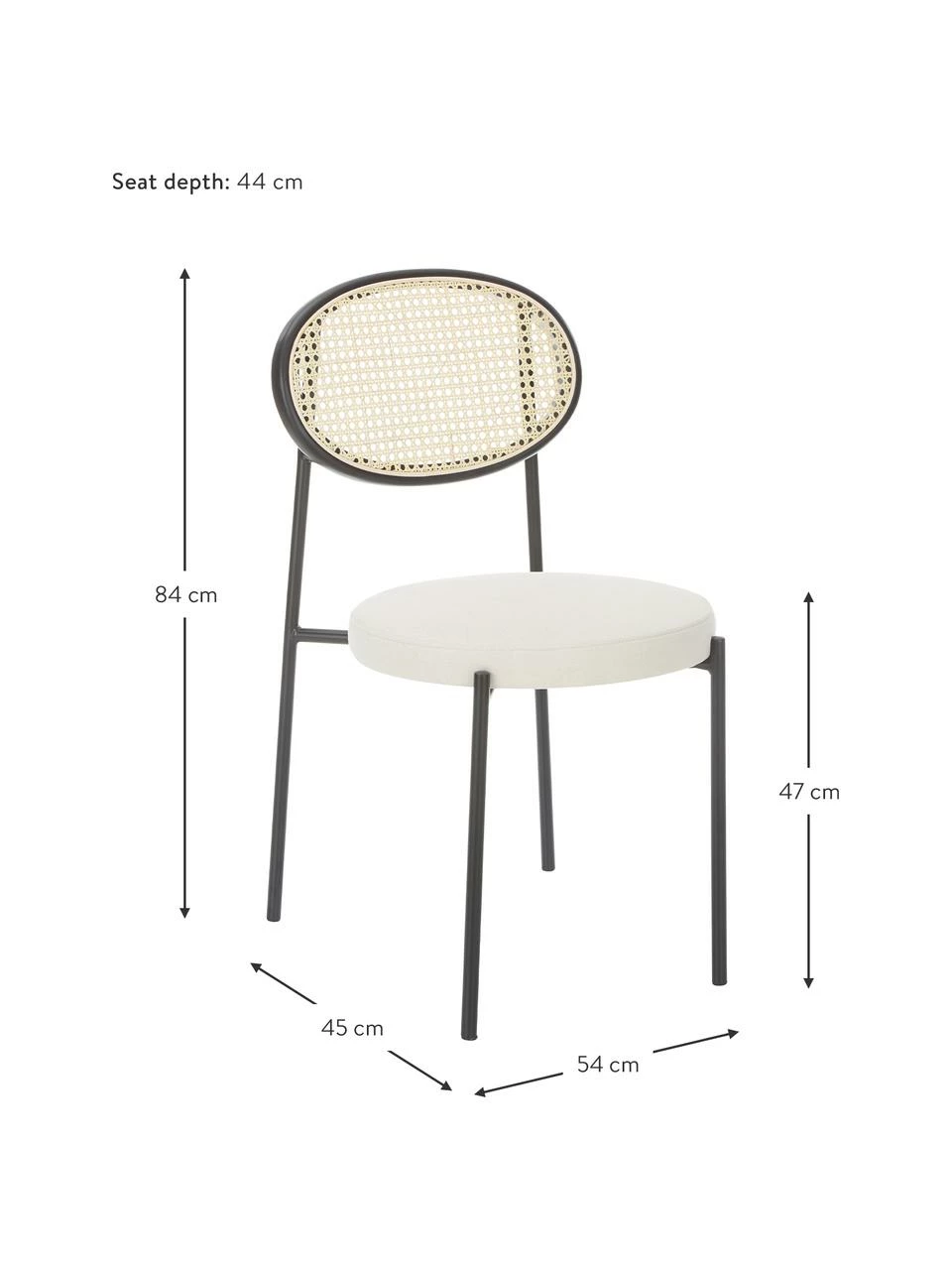 Westwing Collection Chaise rembourrée cannage Niko, 2 pièces, larg. 54 x haut. 84 cm 6 Westwing Collection Chaise rembourrée cannage Niko, 2 pièces, larg. 54 x haut. 84 cm – Image 4