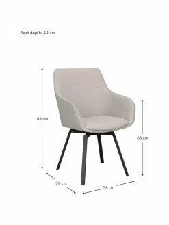 Rowico Chaise rembourrée grège avec pieds en métal Alison, larg. 58 x prof. 59 cm -Salle à manger Soldes Chaise rembourree grege avec pieds en metal Alison 2