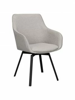 Rowico Chaise rembourrée grège avec pieds en métal Alison, larg. 58 x prof. 59 cm