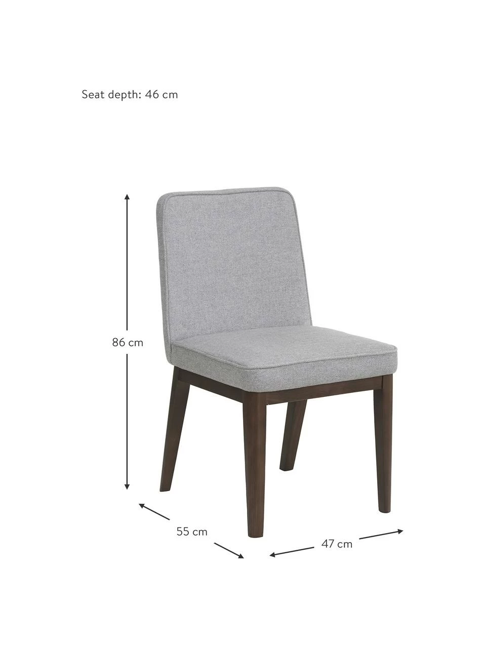 Westwing Collection Chaise rembourrée grise Koga, larg. 47 x haut. 86 cm 5 Westwing Collection Chaise rembourrée grise Koga, larg. 47 x haut. 86 cm – Image 3