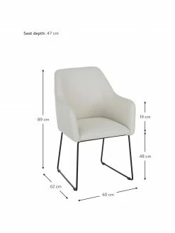 Westwing Collection Chaise rembourrée moderne blanc crème Isla, larg. 60 x prof. 62 cm 11 Westwing Collection Chaise rembourrée moderne blanc crème Isla, larg. 60 x prof. 62 cm -Salle à manger Soldes Chaise rembourree moderne blanc creme Isla 3