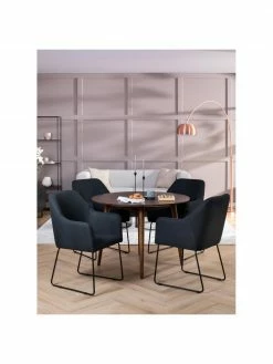 Westwing Collection Chaise rembourrée moderne noire Isla, larg. 60 x prof. 62 cm -Salle à manger Soldes Chaise rembourree moderne noire Isla 2