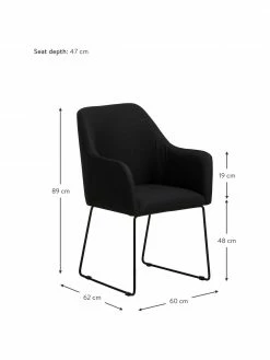 Westwing Collection Chaise rembourrée moderne noire Isla, larg. 60 x prof. 62 cm -Salle à manger Soldes Chaise rembourree moderne noire Isla 3