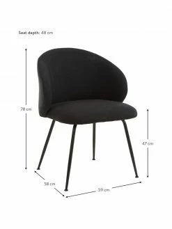 Westwing Collection Chaise rembourrée noire Luisa, 2 pièces, larg. 59 x prof. 58 cm -Salle à manger Soldes Chaise rembourree noire Luisa 2 pieces 2