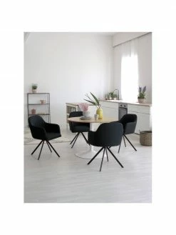 Westwing Collection Chaise rembourrée pivotante à accoudoirs Lola, larg. 58 x prof. 53 cm -Salle à manger Soldes Chaise rembourree pivotante a accoudoirs Lola 1