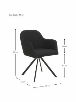 Westwing Collection Chaise rembourrée pivotante à accoudoirs Lola, larg. 58 x prof. 53 cm -Salle à manger Soldes Chaise rembourree pivotante a accoudoirs Lola 3