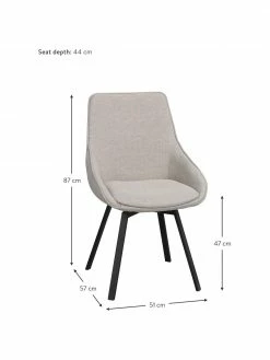 Rowico Chaise rembourrée pivotante grège pieds en métal Alison, larg. 51 x prof. 57 cm -Salle à manger Soldes Chaise rembourree pivotante grege pieds en metal Alison 2
