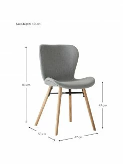 Chaise rembourrée scandinave gris Batilda, 2 pièces, larg. 47 x prof. 53 cm -Salle à manger Soldes Chaise rembourree scandinave gris Batilda 2 pieces 2
