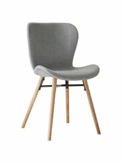 Chaise rembourrée scandinave gris Batilda, 2 pièces, larg. 47 x prof. 53 cm