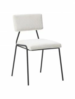 Westwing Collection Chaise rembourrée velours côtelé blanc Mats, 2 pièces, larg. 50 x haut. 80 cm