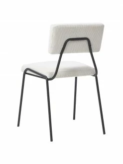 Westwing Collection Chaise rembourrée velours côtelé blanc Mats, 2 pièces, larg. 50 x haut. 80 cm -Salle à manger Soldes Chaise rembourree velours cotele blanc Mats 2 pieces 5