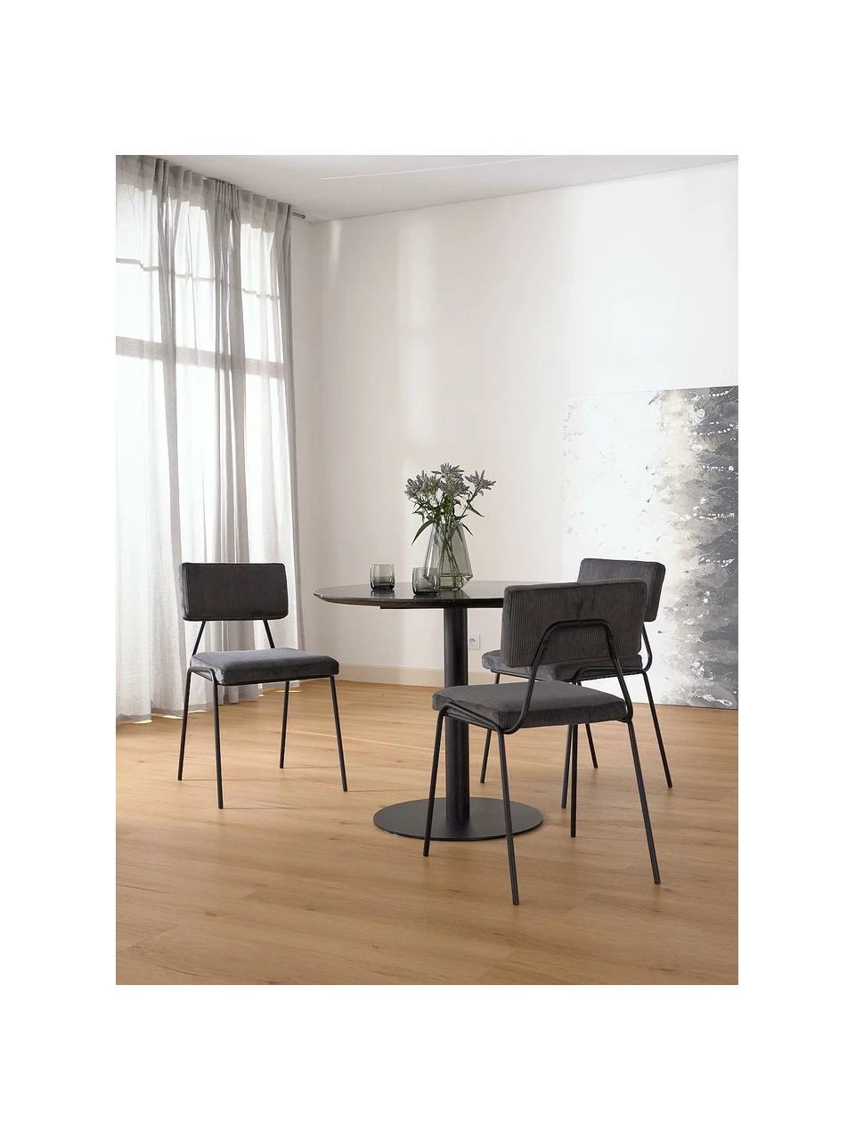 Westwing Collection Chaise rembourrée velours côtelé gris Mats, 2 pièces, larg. 50 x haut. 80 cm 4 Westwing Collection Chaise rembourrée velours côtelé gris Mats, 2 pièces, larg. 50 x haut. 80 cm – Image 2