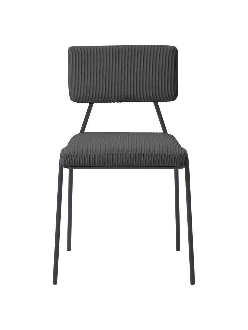 Westwing Collection Chaise rembourrée velours côtelé gris Mats, 2 pièces, larg. 50 x haut. 80 cm 6 Westwing Collection Chaise rembourrée velours côtelé gris Mats, 2 pièces, larg. 50 x haut. 80 cm – Image 4