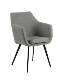 Chaise scandinave grise pieds en bois Nora, larg. 58 x prof. 58 cm