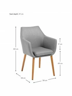 Chaise scandinave pieds en bois Nora, larg. 58 x prof. 58 cm -Salle à manger Soldes Chaise scandinave pieds en bois Nora 4