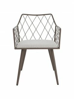 Chaise taupe à accoudoirs avec coussin en bouclé Heidie, 2 pièces, larg. 53 x prof. 56 cm -Salle à manger Soldes Chaise taupe a accoudoirs avec coussin en boucle Heidie 2 pieces 3