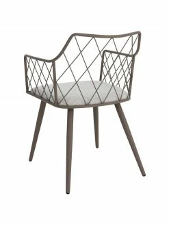 Chaise taupe à accoudoirs avec coussin en bouclé Heidie, 2 pièces, larg. 53 x prof. 56 cm -Salle à manger Soldes Chaise taupe a accoudoirs avec coussin en boucle Heidie 2 pieces 5