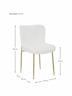 Westwing Collection Chaise tissu bouclé rembourrée Tess, larg. 49 x prof. 64 cm -Salle à manger Soldes Chaise tissu boucle rembourree Tess 3