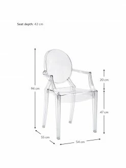 Kartell Chaise transparente en plastique Louis Ghost, larg. 54 x prof. 55 cm -Salle à manger Soldes Chaise transparente en plastique Louis Ghost 2