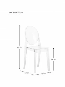Kartell Chaise transparente en plastique Victoria Ghost, larg. 38 x prof. 52 cm -Salle à manger Soldes Chaise transparente en plastique Victoria Ghost 2
