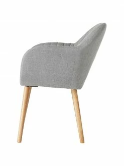 Chaise velours gris clair avec accoudoirs Emilia, larg. 57 x prof. 59 cm -Salle à manger Soldes Chaise velours gris clair avec accoudoirs Emilia 3