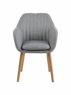 Chaise velours gris clair avec accoudoirs Emilia, larg. 57 x prof. 59 cm -Salle à manger Soldes Chaise velours gris clair avec accoudoirs Emilia 5