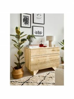 Westwing Collection Commode bois de chêne massif avec tiroirs Louis, larg. 100 x haut. 75 cm -Salle à manger Soldes Commode bois de chene massif avec tiroirs Louis 2